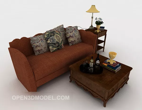 New Chinese Dark Red Double Sofa 3d model New Chinese Dark Red Double Sofa 3d model