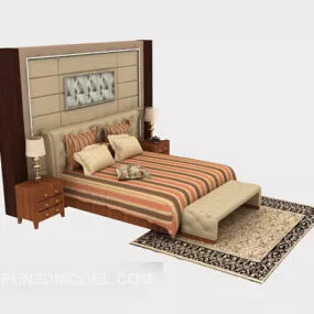 New Chinese Double Bed 3d model