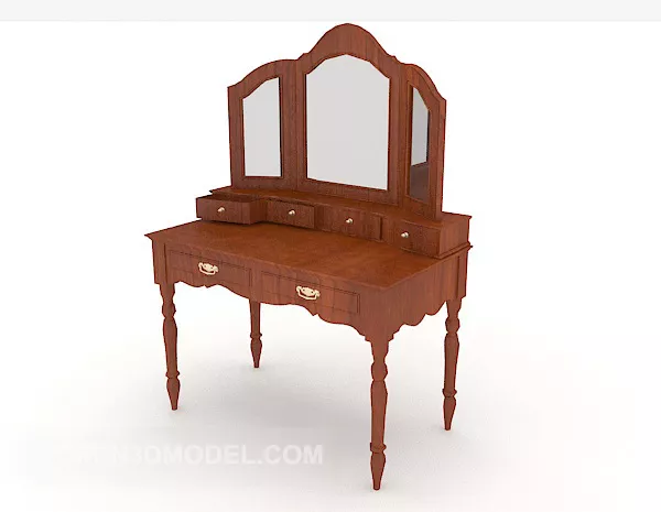 Dressing Table With Foldable Mirror 3d model