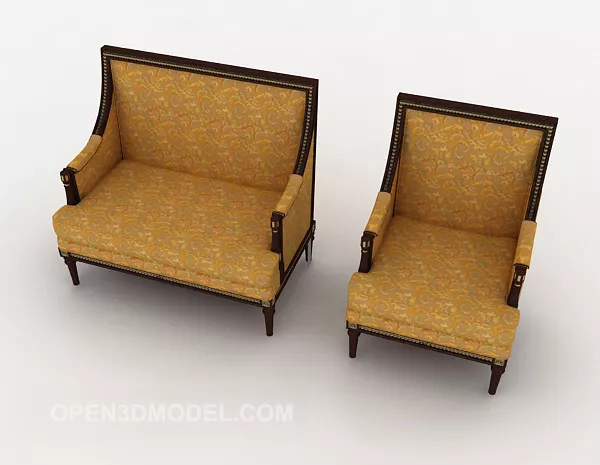 New Chinese Gold Double Sofa 3d model New Chinese Gold Double Sofa 3d model