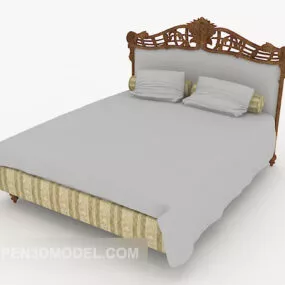 New Chinese Grey Double Bed 3d model