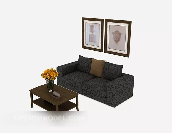 New Chinese Grey Double Sofa 3d model New Chinese Grey Double Sofa 3d model