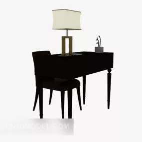 Chinese Home Desk Dark Wood 3d model