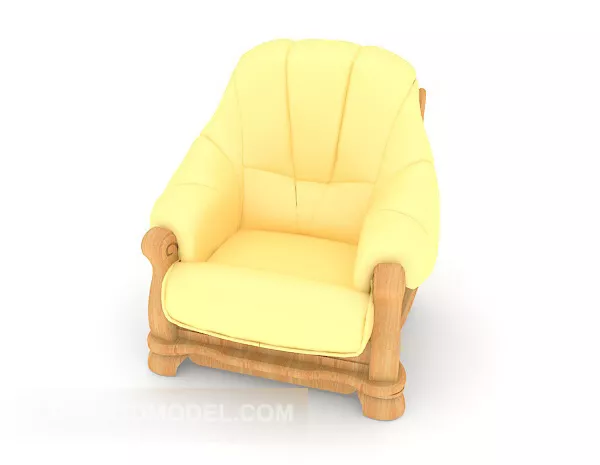 Modern Chinese Light Yellow Single Sofa 3d model Modern Chinese Light Yellow Single Sofa 3d model