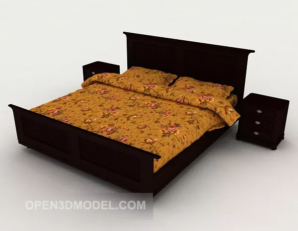 Modern Chinese Minimalist Double Bed 3d model Modern Chinese Minimalist Double Bed 3d model