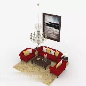 New Chinese Red Sofa 3d model