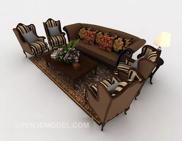 Antique Chinese Retro Brown Sofa Sets 3d model Antique Chinese Retro Brown Sofa Sets 3d model