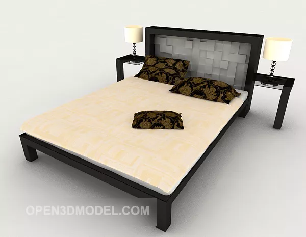 Chinese Simple Double Bed For Home 3d model Chinese Simple Double Bed For Home 3d model
