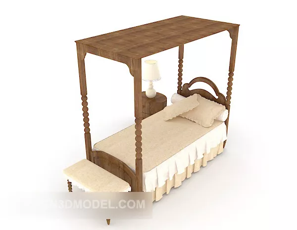 New Chinese Simple Single Bed 3d model New Chinese Simple Single Bed 3d model
