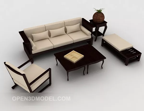 New Chinese Simple Wooden Sofa 3d model New Chinese Simple Wooden Sofa 3d model
