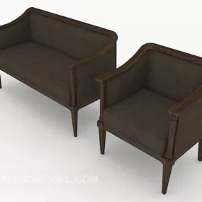 Modern Chinese Wooden Multi-person Sofa 3d model