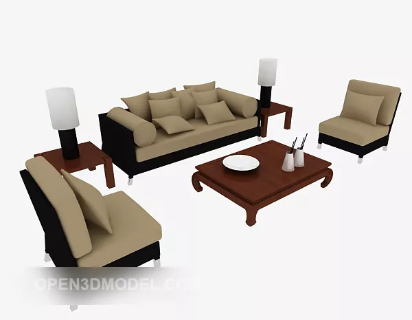 New Chinese Sofa Coffee Table Combination 3d model New Chinese Sofa Coffee Table Combination 3d model