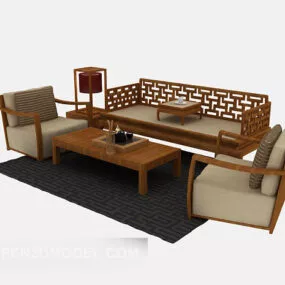 Modern Chinese Sofa Red Wood 3d model