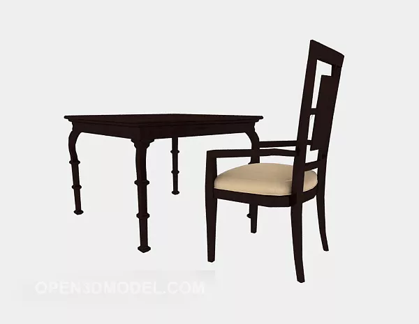 Solid Wood Home Dining Table And Chair 3d model Solid Wood Home Dining Table And Chair 3d model