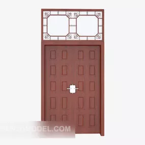 New Chinese Solid Wood Door 3d model