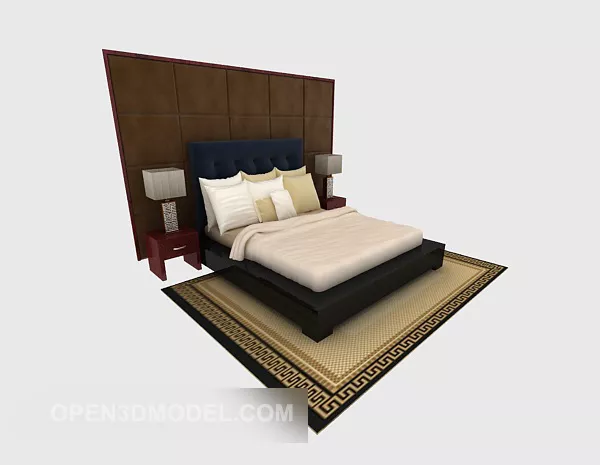 New Chinese Solid Wood Double Bed 3d model New Chinese Solid Wood Double Bed 3d model