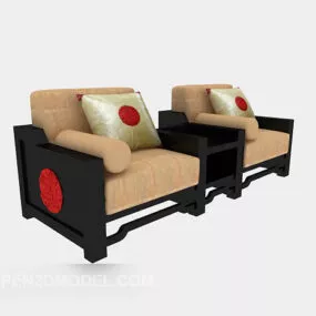 Chinese Solid Wood Single Sofa 3d model