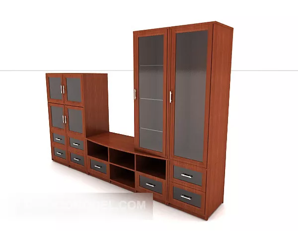 Walnut Bookcase With Shelf 3d model