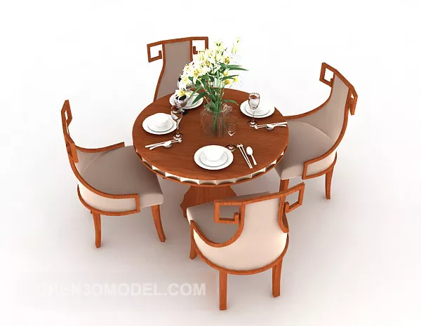 Chinese Style Four-person Dining Table 3d model Chinese Style Four-person Dining Table 3d model