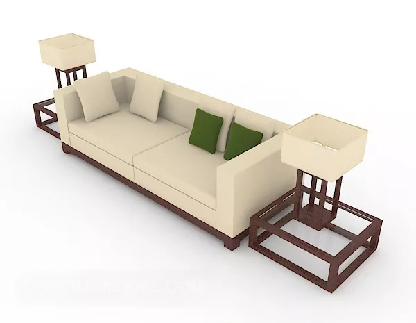 Chinese Style Beige Multiplayer Sofa 3d model Chinese Style Beige Multiplayer Sofa 3d model