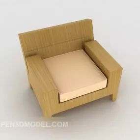 Brown Chinese Style Single Sofa 3d model