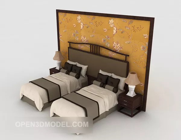 New Chinese Style Solid Wood Single Bed 3d model New Chinese Style Solid Wood Single Bed 3d model