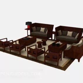 Chinese Style Solid Wood Sofa 3d model