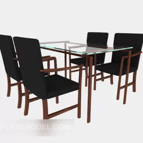 Chinese Style Table Chair Set 3d model