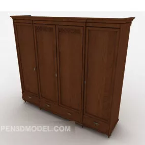 Chinese Style Wardrobe Dark Wood 3d model