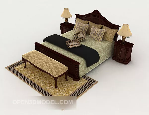 Classic Chinese-style Retro Double Bed 3d model Classic Chinese-style Retro Double Bed 3d model