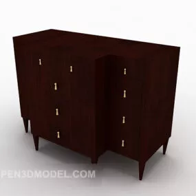 New Chinese Style Wooden Side Cabinet 3d model