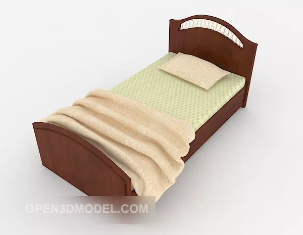 New Chinese-style Wooden Simple Single Bed 3d model New Chinese-style Wooden Simple Single Bed 3d model