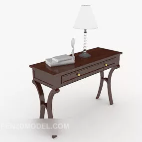 New Chinese Wood Brown Desk 3d model