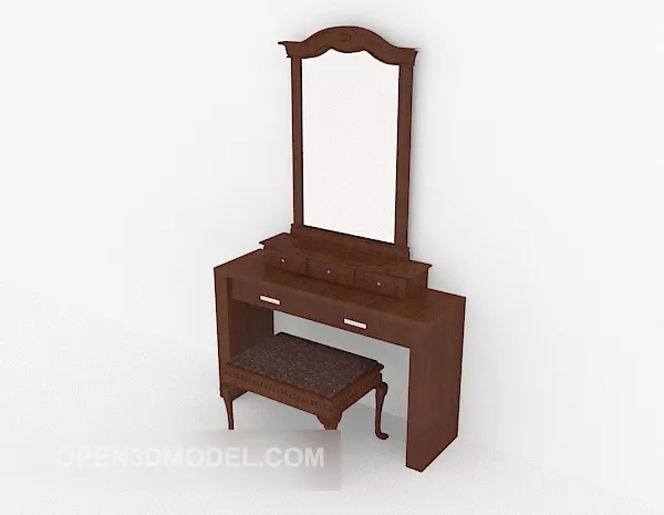Dressing Table With Curved Mirror 3d model