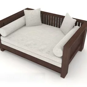 New Chinese Wooden Double Sofa 3d model