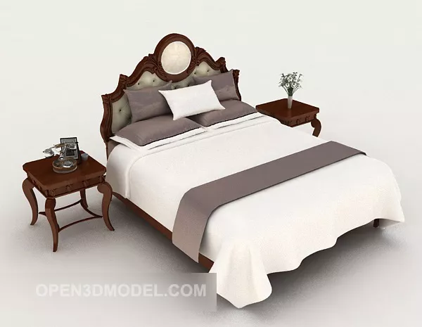 New Chinese Wooden White Double Bed 3d model New Chinese Wooden White Double Bed 3d model