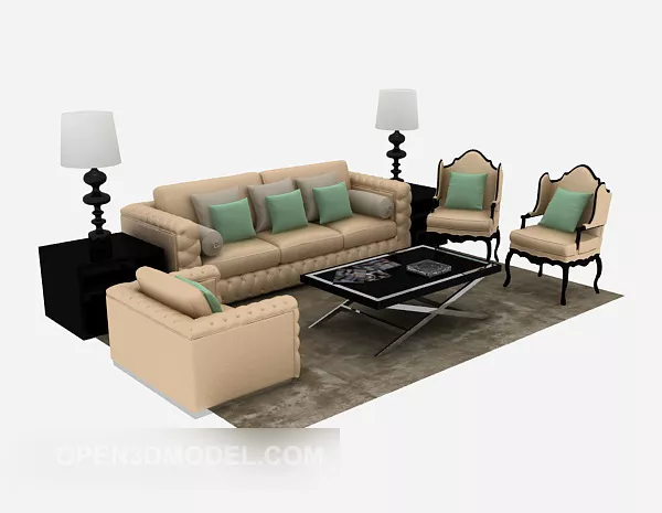European Combination Sofa 3d model European Combination Sofa 3d model
