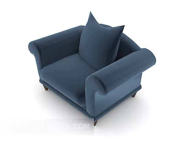 Nordic Blue Single Sofa 3d model Nordic Blue Single Sofa 3d model