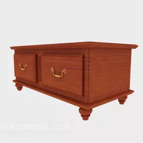 European Brown Wood Tv Cabinet 3d model