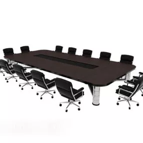 Office Black Conference Table And Chairs 3d model