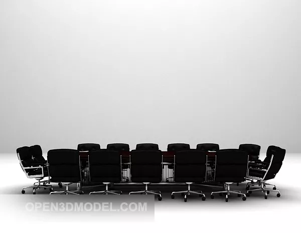 Office Black Conference Table Chairs 3d model Office Black Conference Table Chairs 3d model