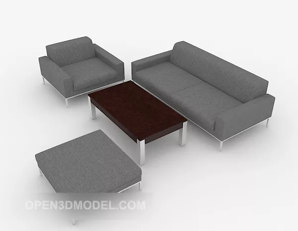 Office Grey Fabric Sofa 3d model Office Grey Fabric Sofa 3d model