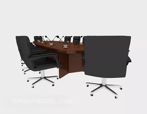 Office Meeting Solid Wood Table Chair Set 3d model Office Meeting Solid Wood Table Chair Set 3d model
