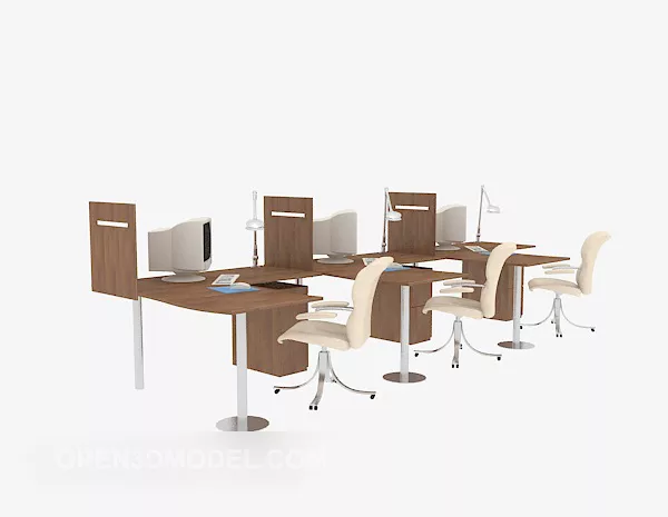 Office Work Desk With Chair 3d model Office Work Desk With Chair 3d model