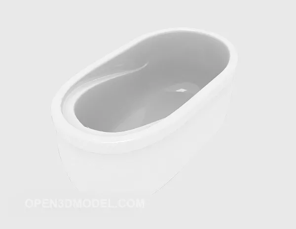 White Plastic Bathtub Rectangular Shape 3d model