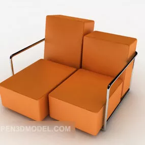 Orange Simple Double Sofa 3d model