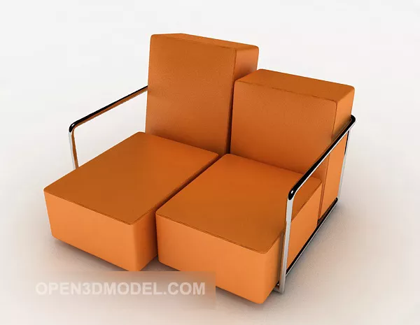 Orange Simple Double Sofa 3d model Orange Simple Double Sofa 3d model