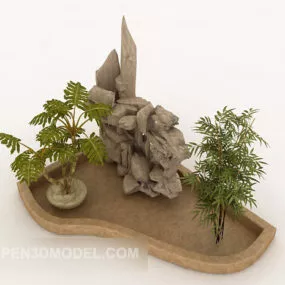 Outdoor Small Park Mountain Plant Decor 3d model
