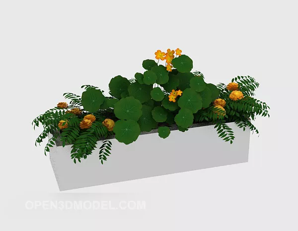 Red Rose Flower In Glass Vase 3d model