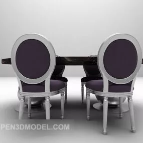 Elegant Oval Table With Chair 3d model